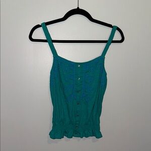 American Eagle Teal Embroidered Women's Top